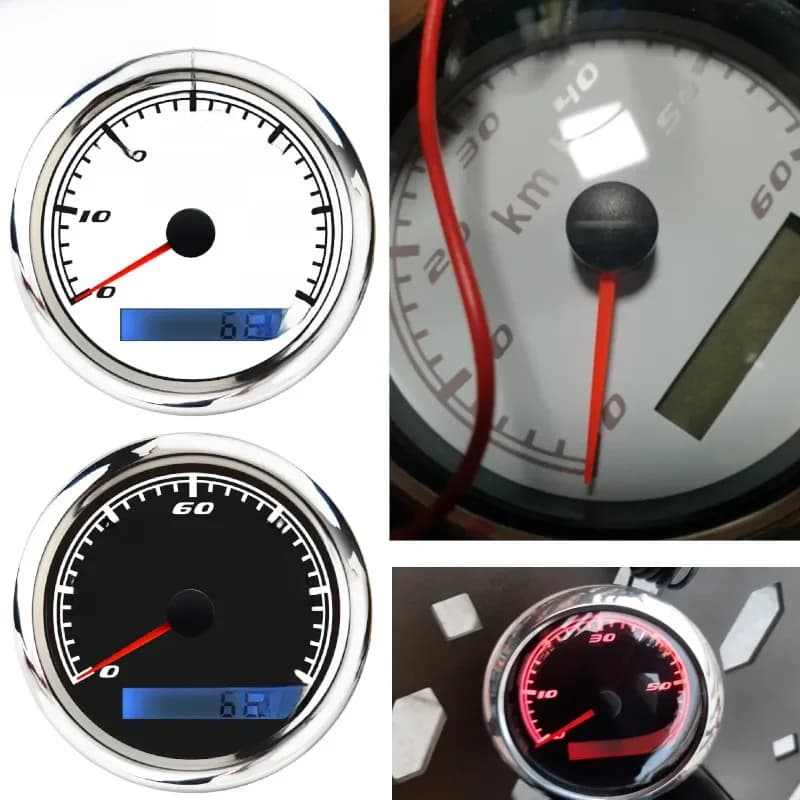 Compteur de vitesse GPS personnalisé pour bateau et voiture, 60 km/h, 120 km/h, 200 km/h, 85mm, étanche, jauge de vitesse, rétroéclairage rouge, adapté aux accessoires de yacht Mairne