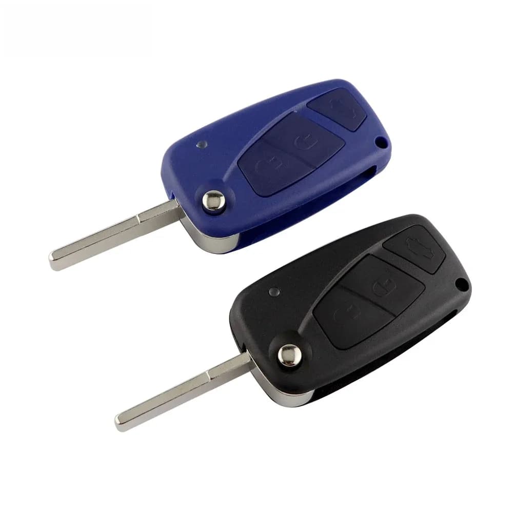 YIQIXIN – coque de clé de voiture pliable à 3 boutons, noire et bleue, pour Fiat 500 Punto Ducato Stilo Panda EVO Bravo Doblo Qubo, idée