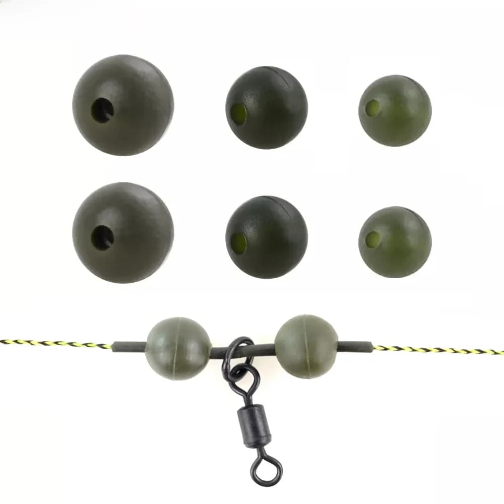 25 Pièces Perles en Caoutchouc vert souple Accessories Matériel de pêche carpe AG130