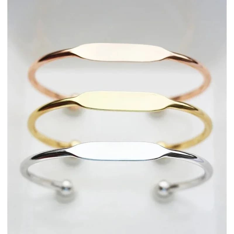 Bracelets gravés personnalisés en acier inoxydable, manchette unique personnalisée, nom personnalisé, cadeau de la Saint-Valentin pour les amoureux