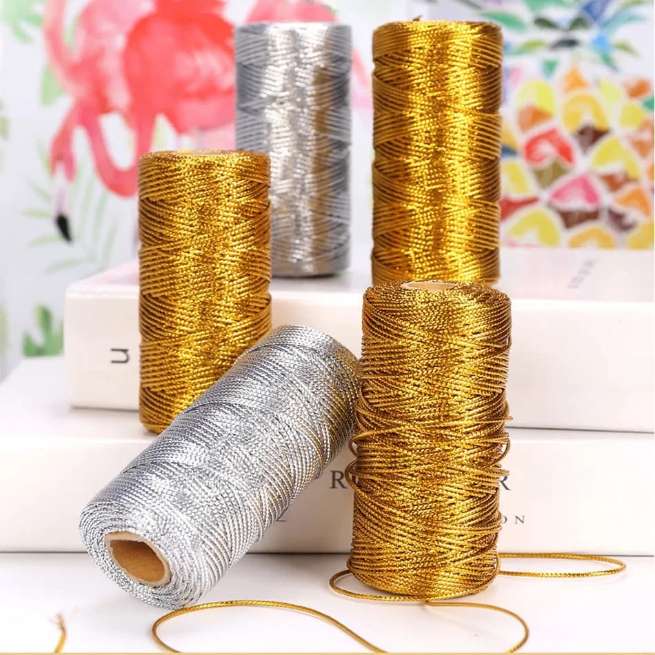 1.5mm 100M or argent macramé cordon corde pour coudre bricolage corde ruban artisanat ficelle torsadée fil noël décoration de la maison