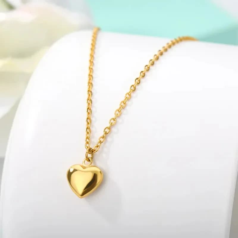 Colliers à la mode pour femmes, pendentif en forme de cœur d'amour en acier inoxydable, bijoux pour filles vierges, couleur or Rose, maillons de chaîne, 2022