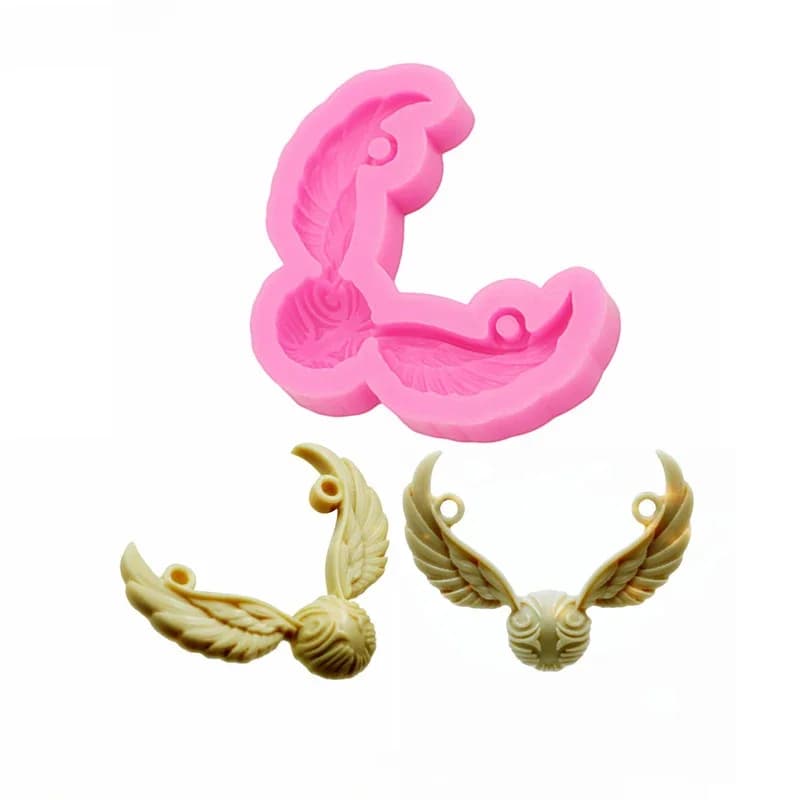 Moule en résine époxy de Silicone, pendentifs de porte-clés ailes d'ange, outils de fabrication de gâteau au chocolat, moule de collier en argile polymère