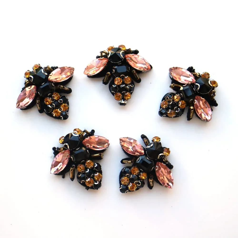 Lot de 5 patchs décoratifs en strass de verre rose en forme d'animaux, à coudre, pour vêtements et sacs