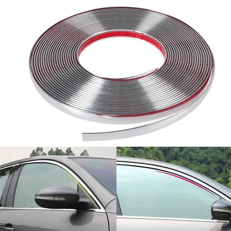 Bande autocollante de protection pour garniture de voiture, Chrome argenté, 6mm, 8mm, 10mm, 12mm, 15mm, 20mm, 30mm, 13M BANDE DE VOITURE bande de protection bande de moulage de décoration autocollants