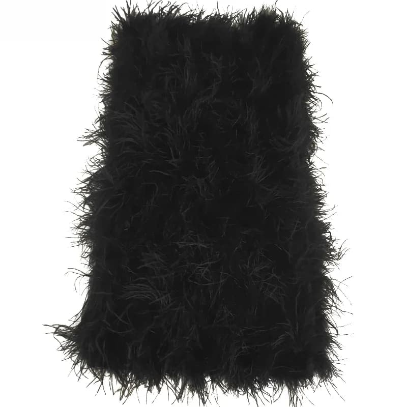 Jupe en cheveux d'autruche 100% naturels, longueur 62 cm, manteau en fourrure pour femmes, robe en vraie fourrure d'autruche, soutien-gorge, jupe une ligne personnalisable