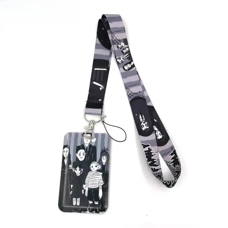 Porte-badge avec lanière pour carte d'identité et carte de crédit, étui à glissière, personnages de films d'horreur drôles, étui pour passe de bus, porte-carte bancaire, sangle à la mode