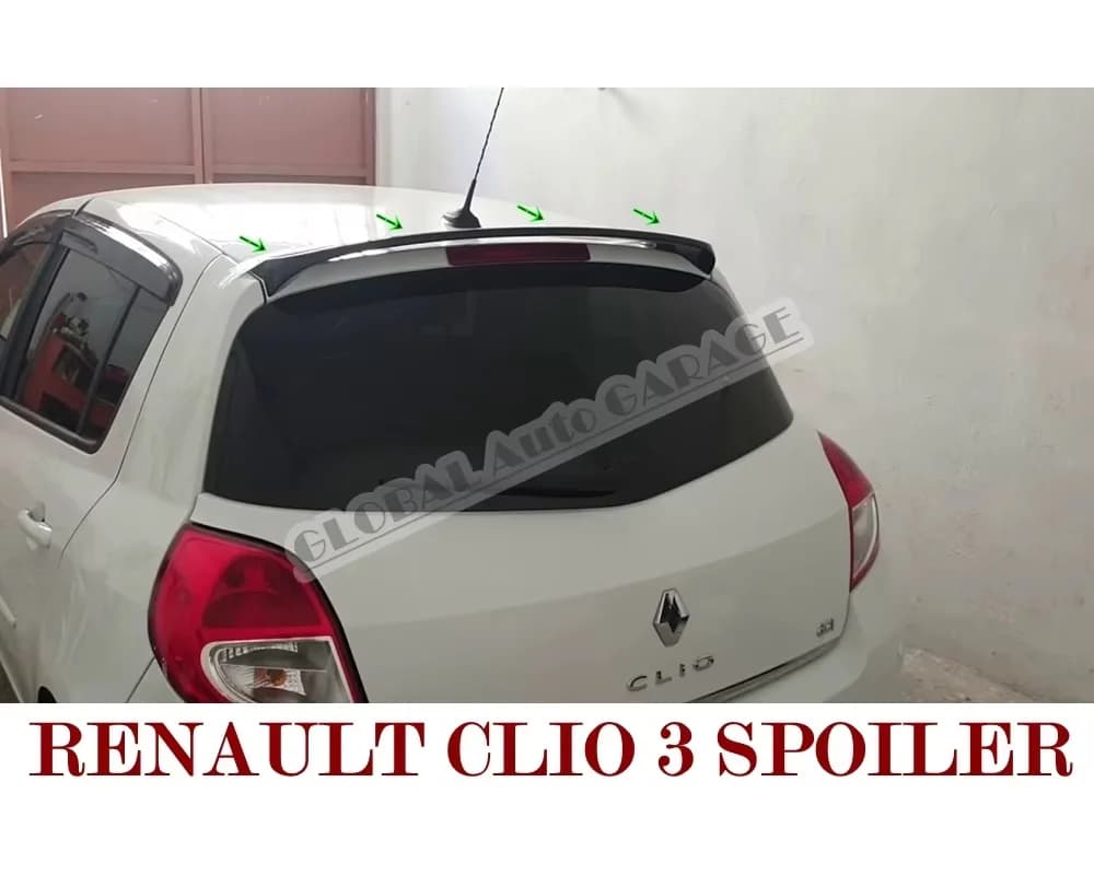 Spoilers Universels pour Renault Clio 3, Accessoire Automobile, Antenne de Voiture, Style, Diffuseur, Flaps, Mathiateur, Noir, Spomicrophone, 2005-2012