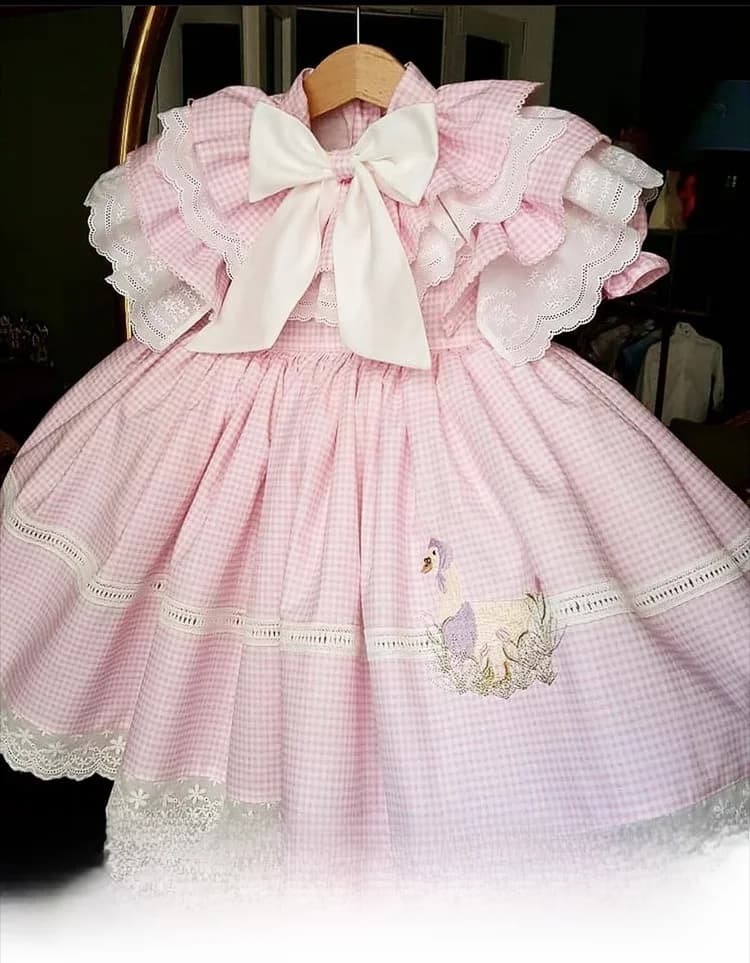 Bébé fille été canard broderie rose Plaid turc Vintage robe de bal robe de princesse pour pâques Eid fête d'anniversaire B257