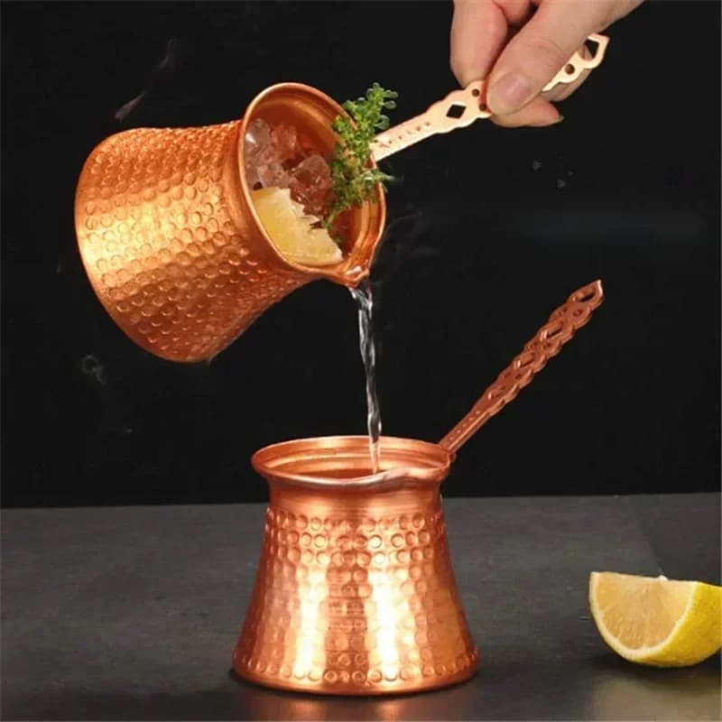 Cafetière goutte à goutte en cuivre martelé à la main, cafetière turque, tasse thermos à lait Cezve Ibrik, pot à moka, poignée en laiton, accessoires à café