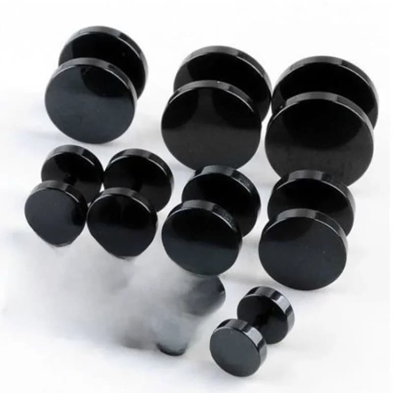 Boucles d'oreilles rondes noires Punk pour femmes, hommes et garçons, minimalisme, mode, bijoux d'oreille en acier inoxydable, vente en gros, taille 4mm-14mm