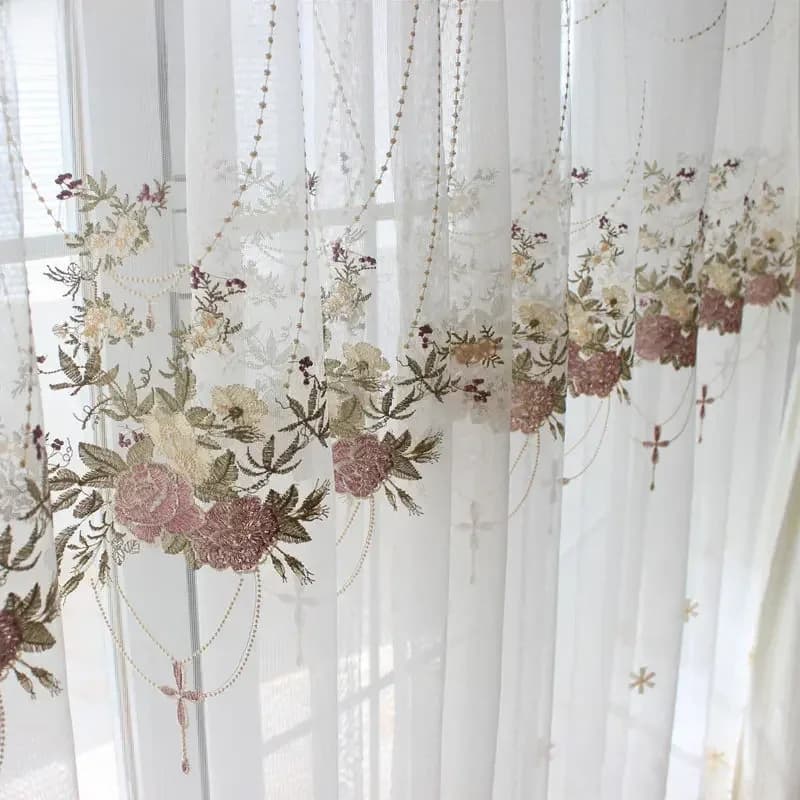 Rideaux transparents en Tulle blanc de luxe, pour salon, dentelle brodée, princesse romantique, écran de fenêtre, cuisine, broderie européenne