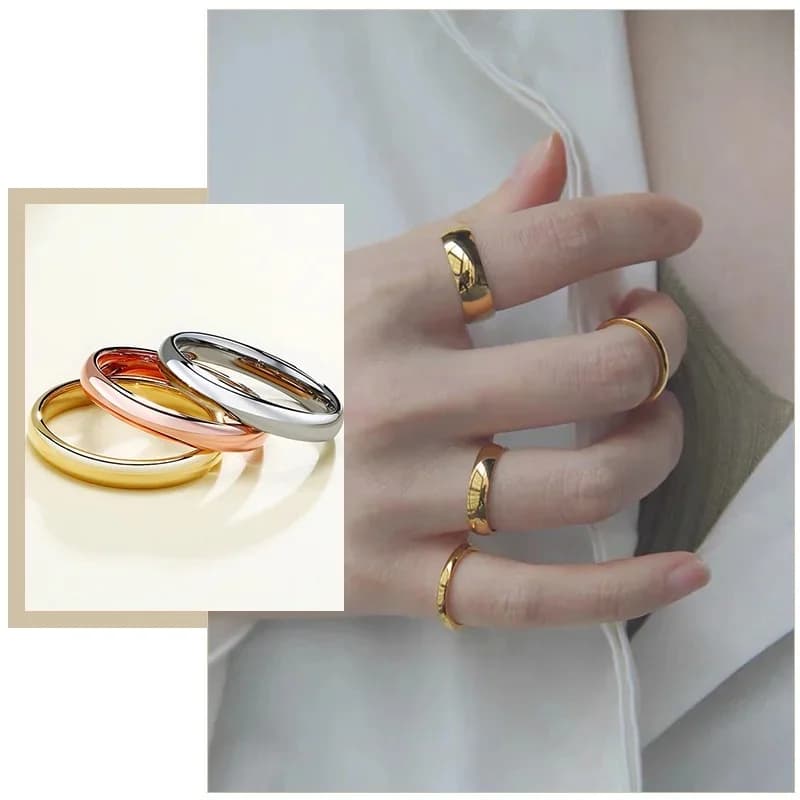 Bagues de base en acier inoxydable pour femmes, alliances classiques unies, bijoux minimalistes, bague en métal anti-allergie, 2mm, 3mm, 4mm, 5mm, 6mm