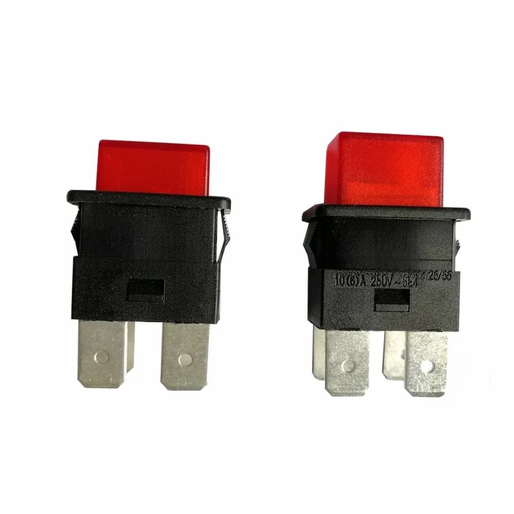 SOKEN PS23-16 – interrupteurs à bouton-poussoir rouges autobloquants, 4 broches, 16A, avec LED, pour aspirateur, 2 pièces