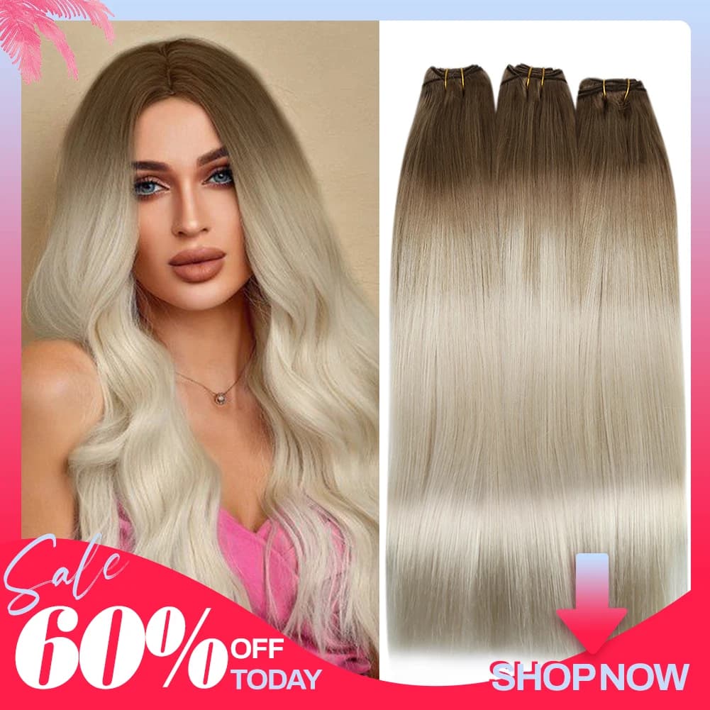 Moresoo Extensions de Cheveux Humains Naturels Remy, Tissage en Lot Double Tissage, Balayage Machine pour Femme tissage cheveux humain lot en promo rallonge cheveux humain cheveux naturels humains
