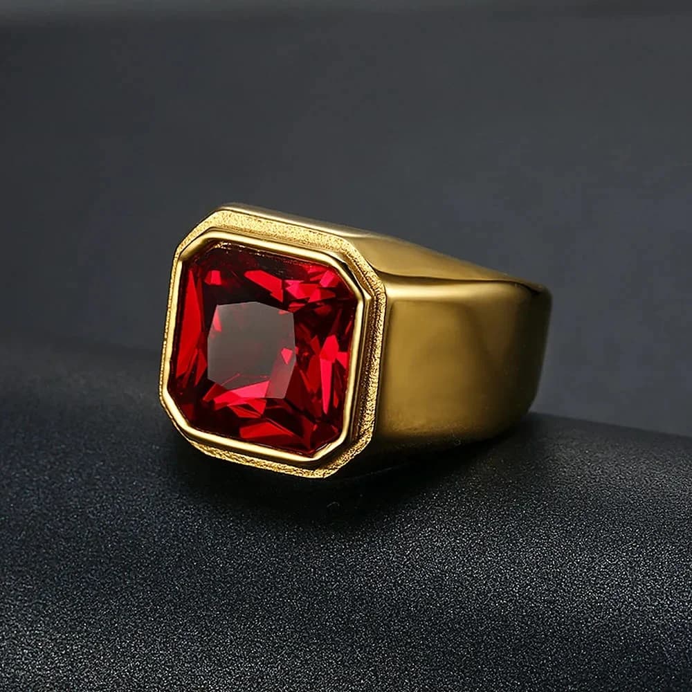Bague de Motard en Acier Inoxydable pour Homme et Femme, Bijou Classique avec Pierre Rouge, Bleue, Noire, Punk, Hip Hop, Cadeau, Livraison Directe