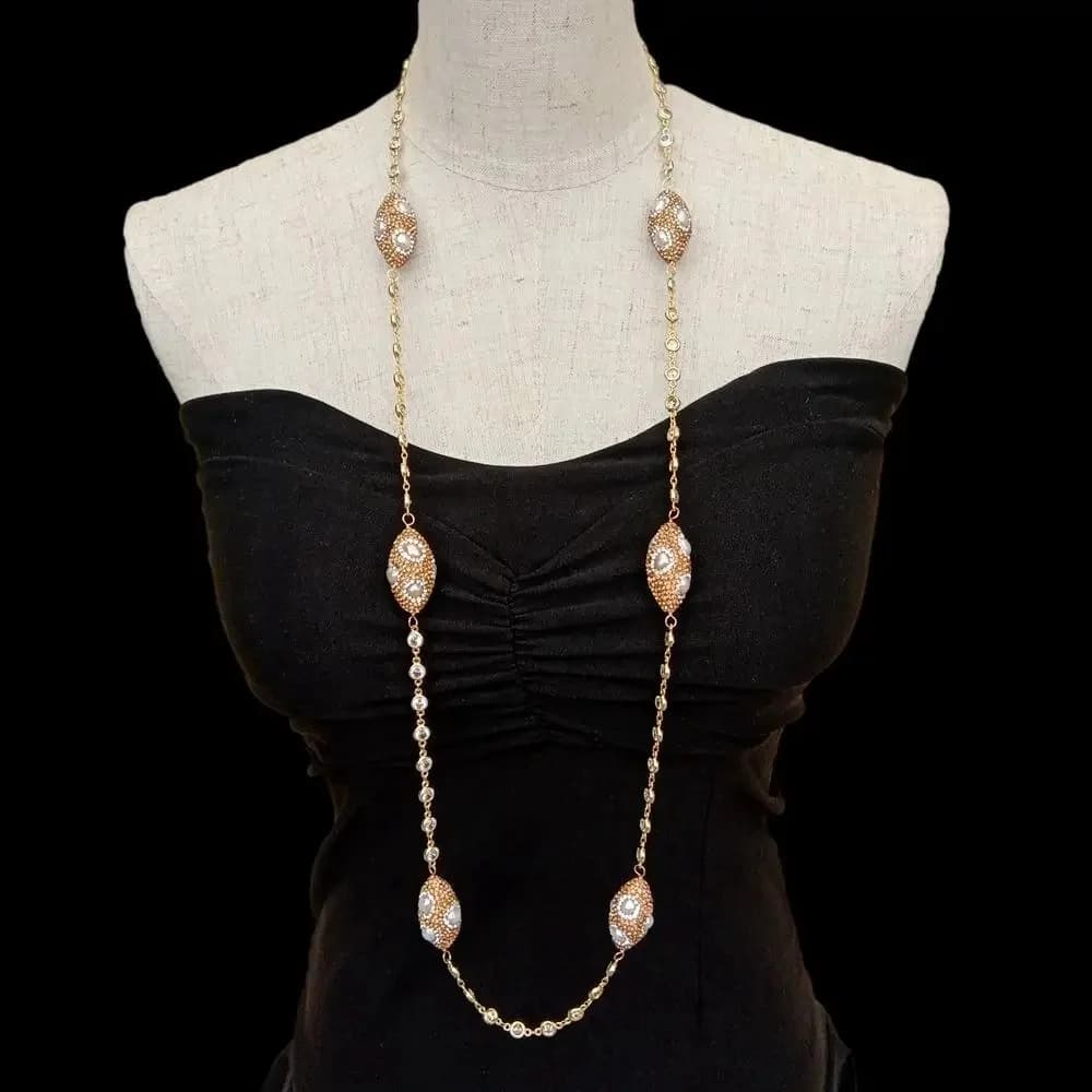 Y · YING – collier de culture blanc en cristal pavé, chaîne en Cz plaqué or, 39 pouces