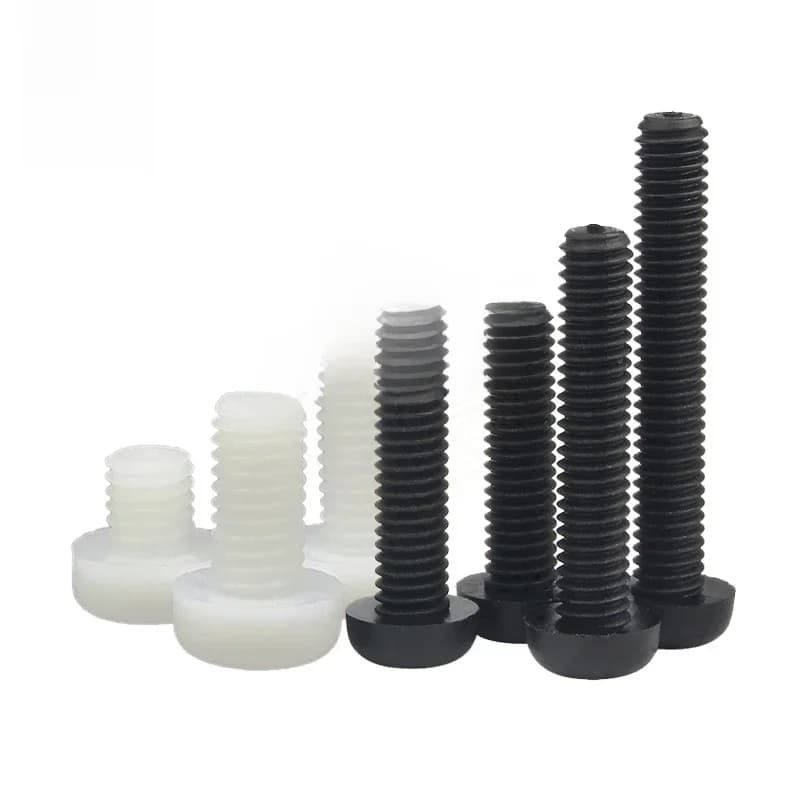 Vis à tête cylindrique cruciforme Phillips en nylon noir et blanc, filetage métrique M2 M2.5 M3 M4 M5 M6 M8, longueur 5mm-25mm, lot de 10/50