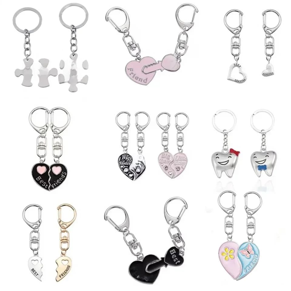 Ensemble de 2 pièces en forme de cœur, meilleur ami, Couple, Anime, pendentif, bijoux d'amitié, accessoires mignons pour femmes