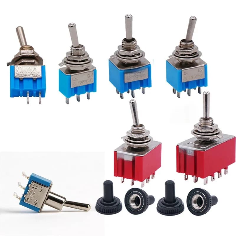 2 pièces 6mm commutateurs Miniature interrupteur à bascule unipolaire Double jet Mini capuchon étanche Micro Gadgets électroniques ON-OFF-ON 6A