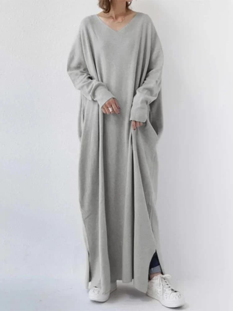 Robe Hijab musulmane de couleur unie pour femmes, caftan marocain, vêtements islamiques, Abaya à col en V, ligne A, Turquie, Eid, Dubaï, arabe