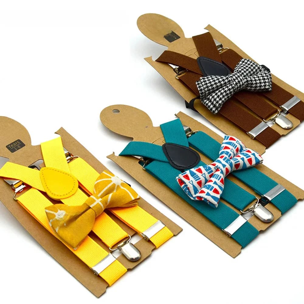 Ensemble de Bretelles et Nministériels d pour Bébé et Enfant, Style Britannique, Populaire, Trois Clips, artificiel asticité, pour Garçon et Fille