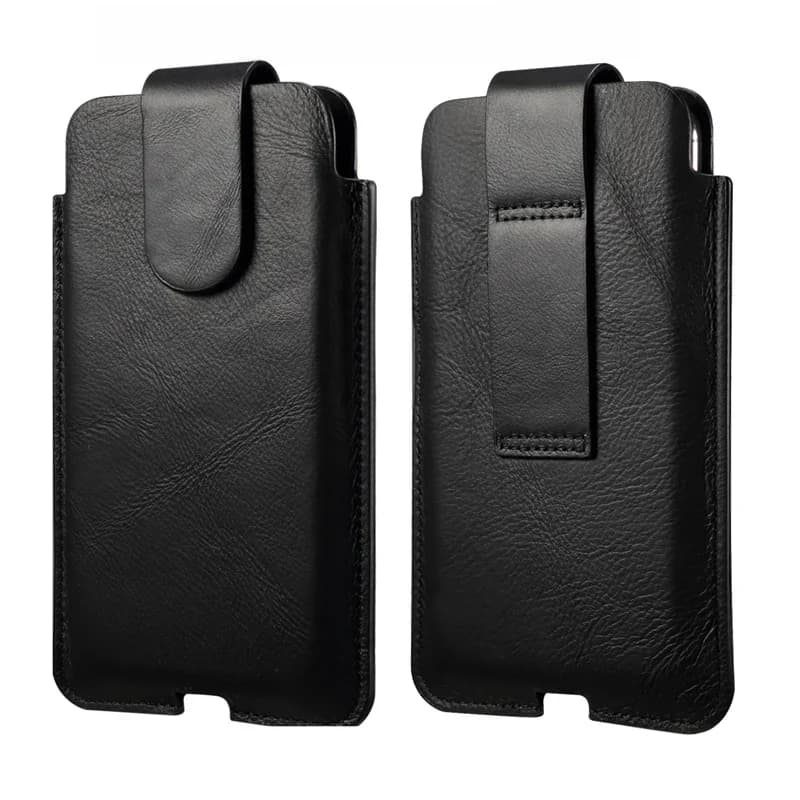 Étui universel en cuir véritable pour homme de 4,7 à 7,2 pouces pour iPhone 17, 17 Pro, 16, 16 Pro, 15, 14, 13 Pro Max – Pochette de ceinture pour smartphone