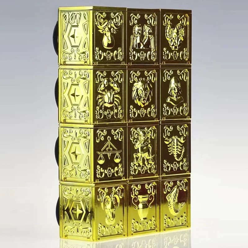 Saint Seiya Myth Cloth Gold EX Pandora Box Constellation Bélier Taureau Gémeaux Cancer Lion Vierge Balance Scorpion Sagittaire Capricorne Verseau Poissons Chevaliers du Zodiaque Set 12 Or Figurine