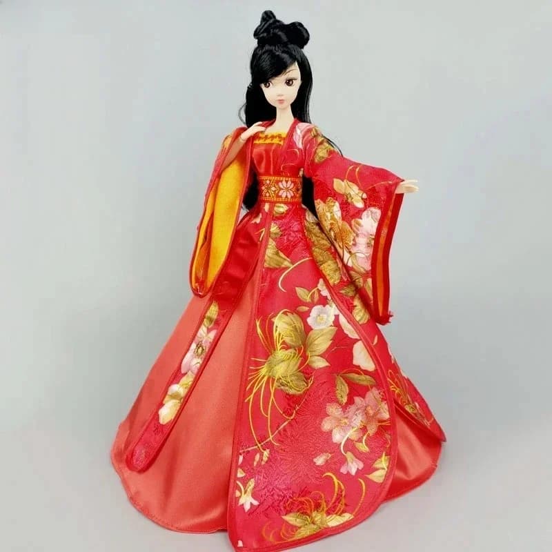 Robe rouge pour Barbie beurre 1/6, costume traditionnel chinois de beauté des prHub, vêtements de soirée, accessoires, jouet