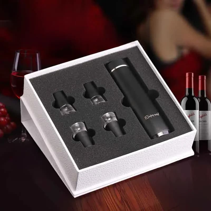 Bouchon à vin électrique 5-en-1 avec pompe à vide et accessoires de bar pour la conservation du vin