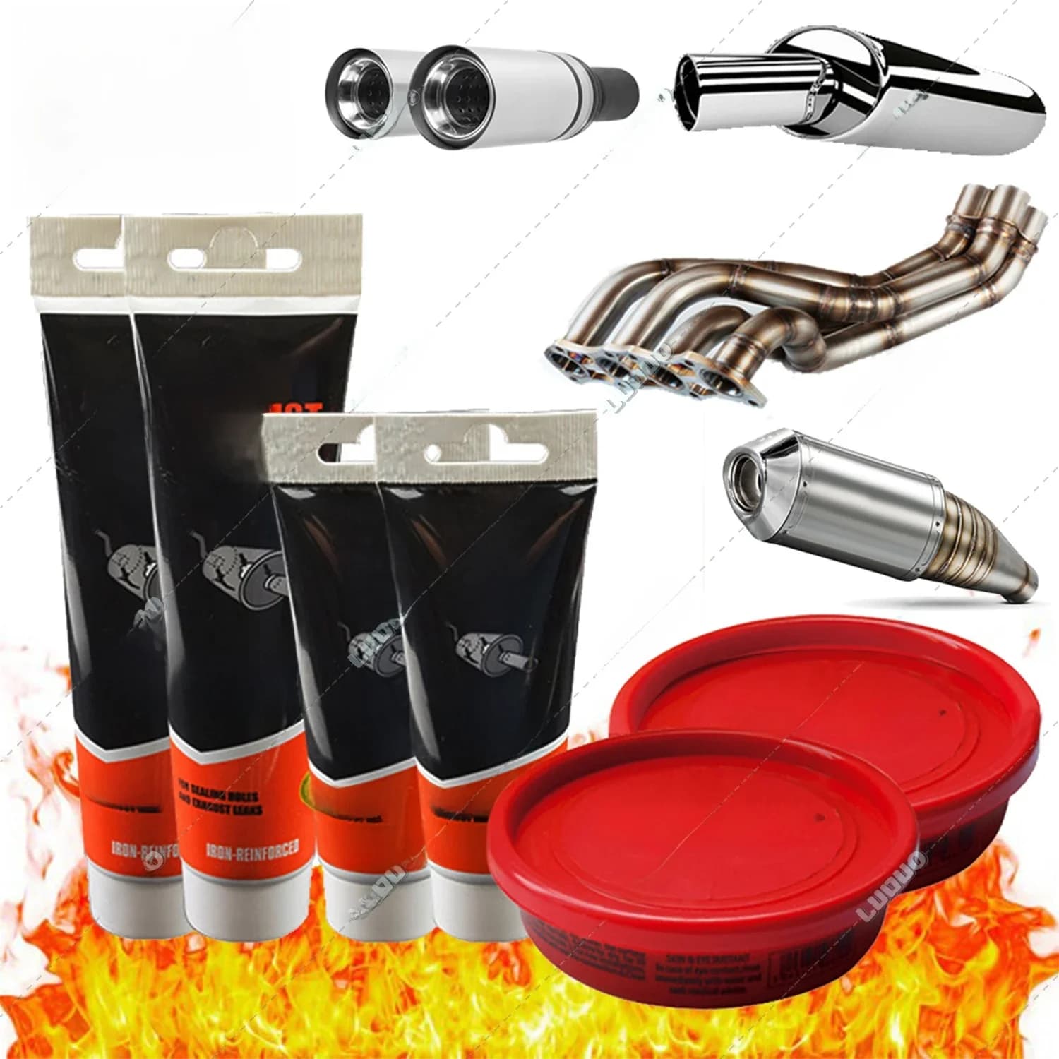 Colle de mastic de voiture, mastic de tuyau haute température pour outil de réparation, pâte adhésive de silencieux de rénovation de moto pour colle de tuyau d'échappement de voiture