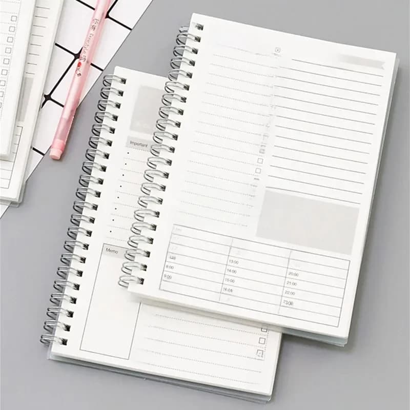 Carnets, agendas, planificateurs, journaux, organiseurs hebdomadaires à spirale, libretas A5, carnets de notes, calendriers mensuels en papier kraft, filofax