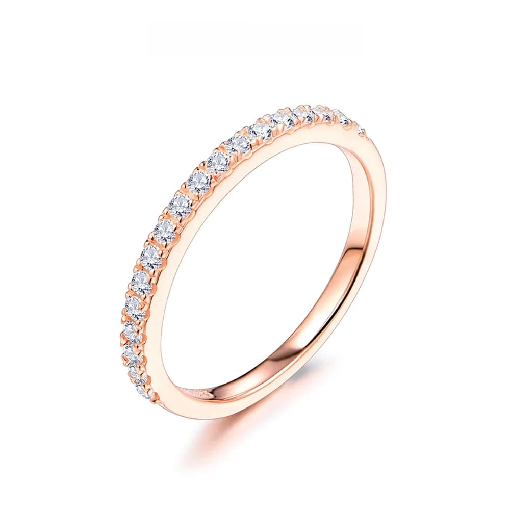 ATTAGEMS-Bague plaquée or rose 18 carats pour filles, test de réussite de diamant, ronde, excellente coupe, total 0,27 ct, moissanite, bijoux de cocktail