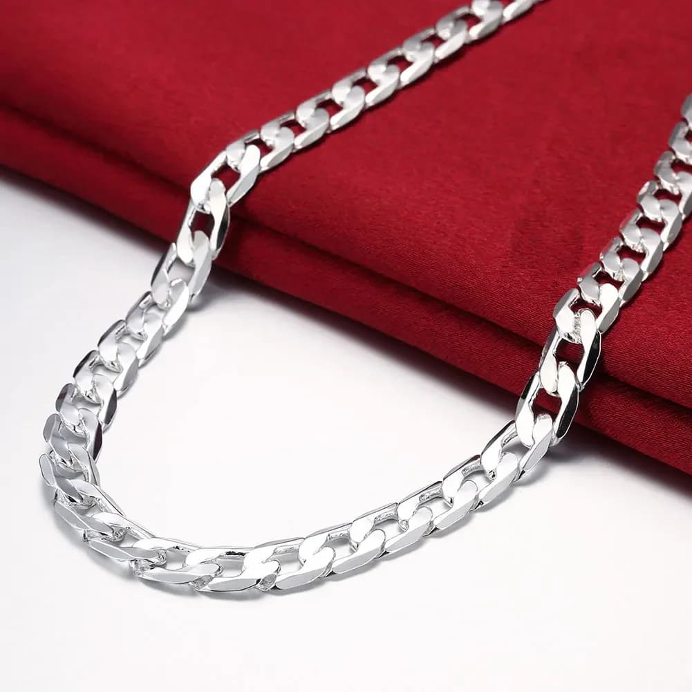 Collier en argent Sterling 925 pour hommes, 20/24 pouces, chaîne classique de 8MM, bijoux de luxe, cadeaux de mariage et de noël, offre spéciale