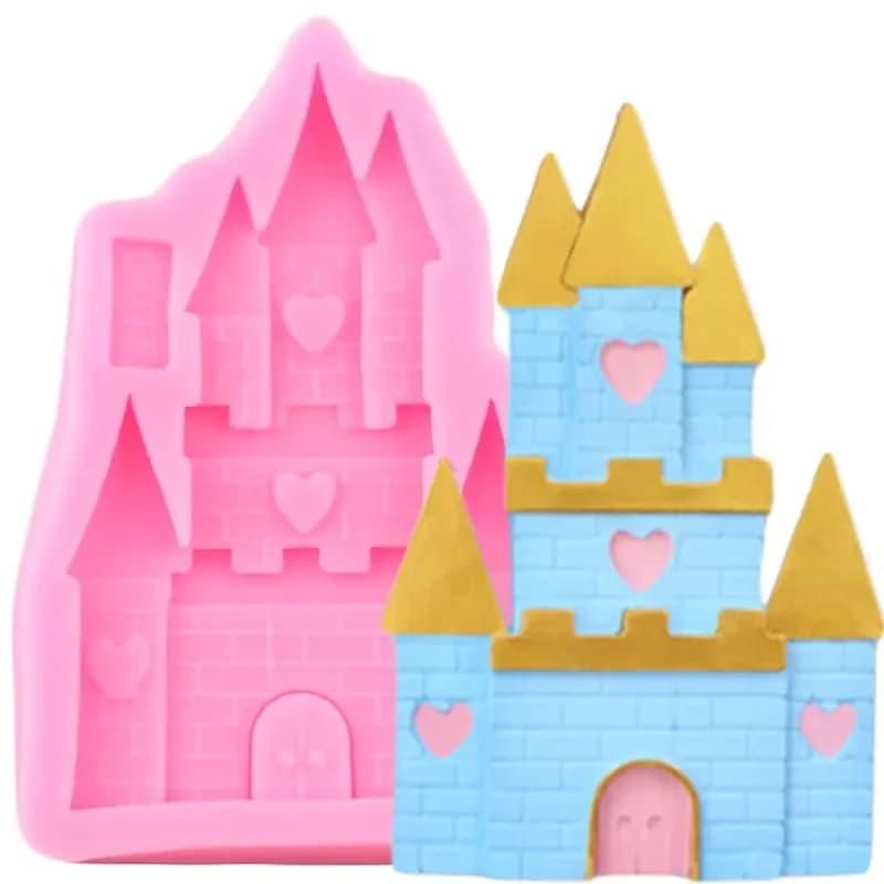 Moules 3D en Silicone pour maison de château, outils de décoration de gâteau Fondant, bricolage, fête de bébé, moule d'argile polymère, moules à gomme à chocolat