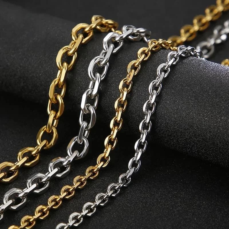 Collier Kalen en acier inoxydable pour homme, couleur or/argent, chaîne O, motif géométrique, vente en gros