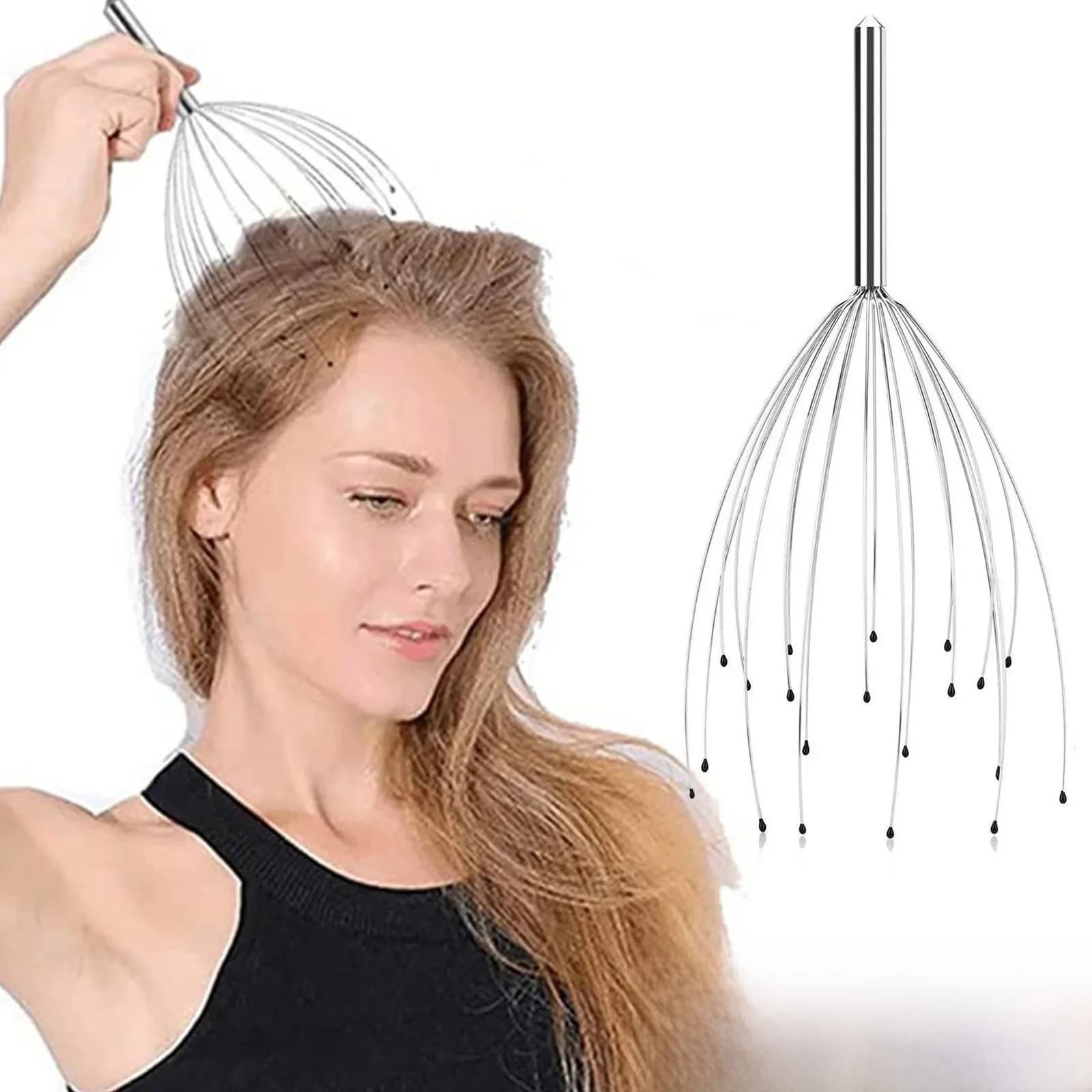 Masseurs de cuir chevelu Massage de la tête de poulpe Gratte-gâtres à 20 griffes en acier inoxydable pour une Relaxation profonde Stimulation de la croissance des cheveux Soulagement du stress