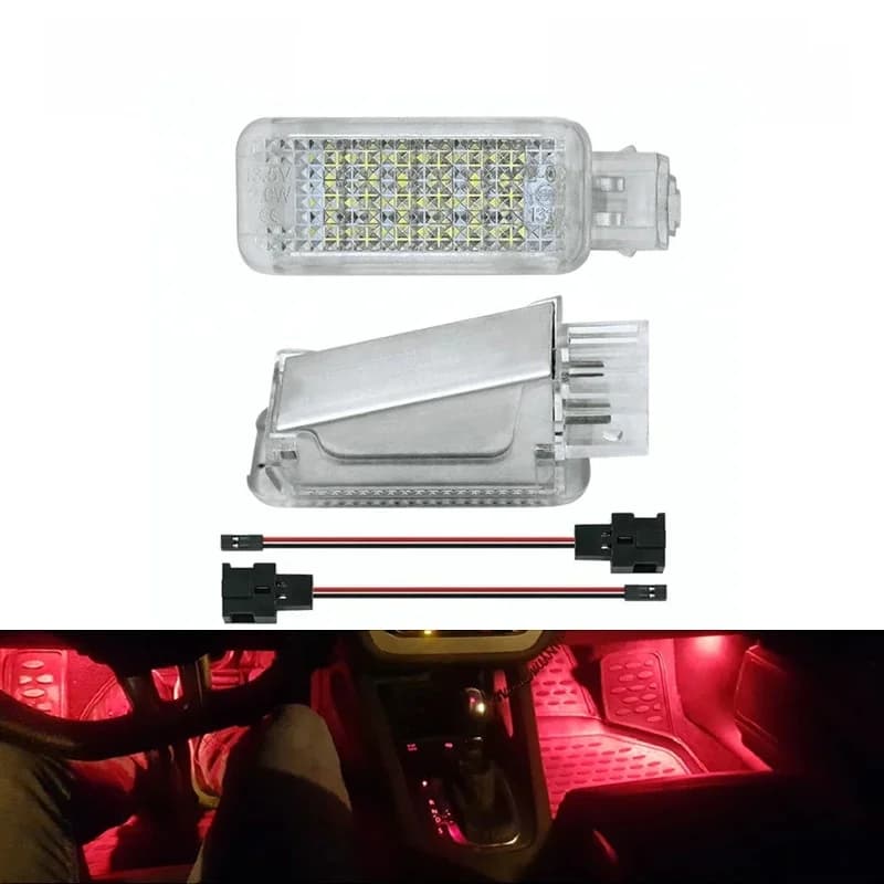 Lampe de porte de voiture GolLibox pour Porsche, lumière de plancher de courtoisie, lampes de coffre à LED, 987, 997, 911, 958, Boxster, Cayman, Carrera Turbo, broderie, 2 pièces
