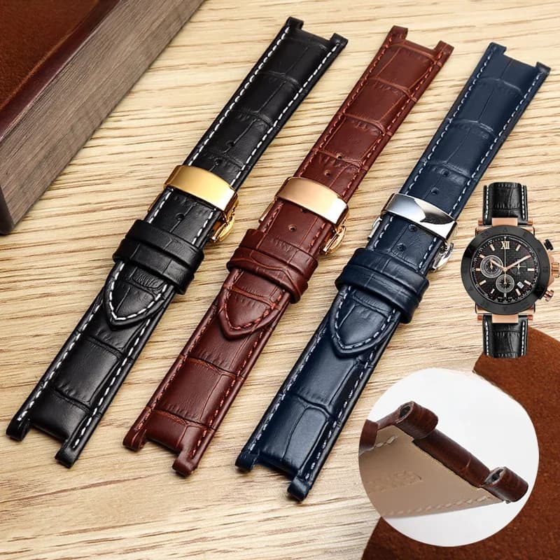 Bracelet en cuir véritable de vachette pleine fleur pour montre GC 22*13mm 20*11mm, bracelet de montre à rainures, bracelet de montre senior, bracelet de montre à vis
