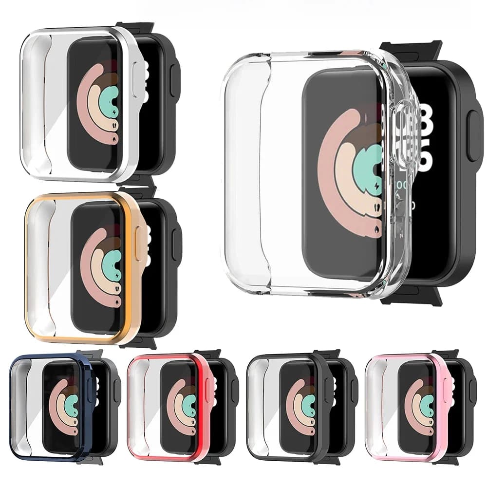 Coque de protection complète souple pour Xiaomi Mi Watch Lite / Redmi SmartWatch, accessoires de protection d'écran en TPU, étuis à cadre