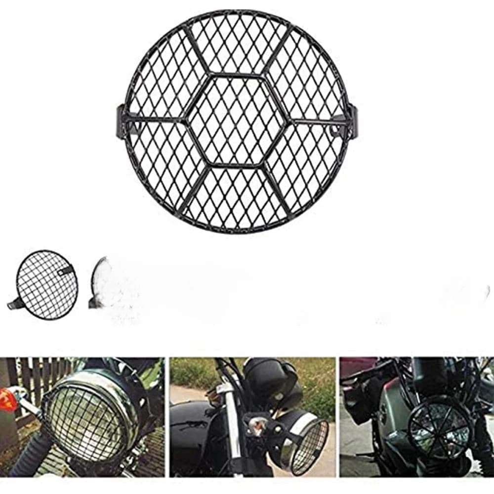 Masque de protection en maille pour phare de moto, 7 pouces, rétro, Vintage, protection universelle sur le côté