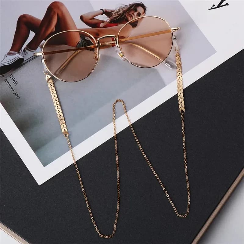 Chaînes de lunettes de soleil à la mode, couleur or, porte-cornes, collier, retenue de lunettes, lanières, accessoires bijoux pour femmes