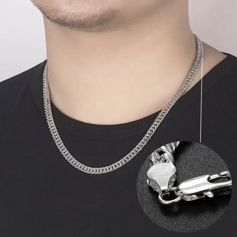 Collier en argent Sterling 925 pour hommes, marque de mode, personnalité classique, chaîne de 6MM, 24 pouces, cadeaux de noël, bijoux fins de fête