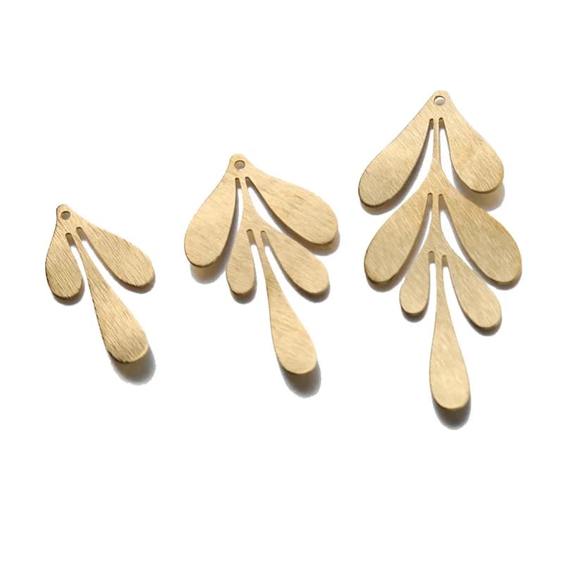 Breloques texturées en laiton brut pour le bricolage, pendentif en plumes, boucle d'oreille, résultats de bijoux, fournitures d'artisanat exécutif, 10 pièces