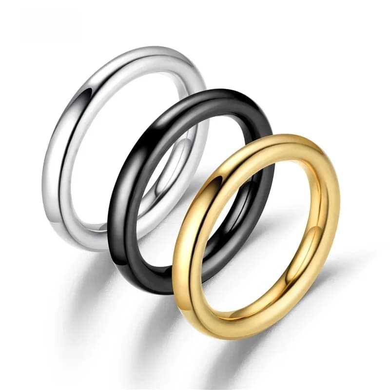 Bten-Bagues Fines en Acier Inoxydable pour Femme et Homme, Bijoux Féminins, Noir, Argent, Document Or, Queue de ixÉlégante, Anneau Lisse, 3mm
