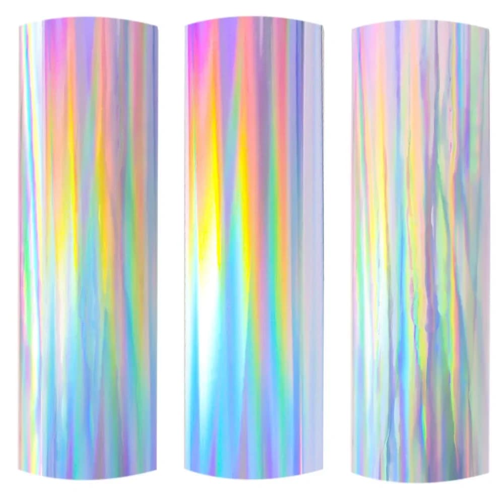 Vinyle Adhésif Holographique 5,9''x39'' Film Argenté Irisé pour Artisanat, Vinyle de Découpe Autocollant pour Décoration Murale/Vitre/Fenêtre