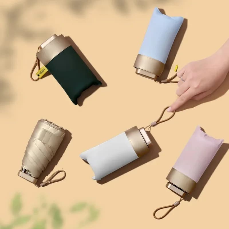Mini parapluie plat ultraléger, Portable, pliable, transparent, pour la pluie, pour femmes, pour hommes, pour enfants, protection solaire, Parasol Anti UV