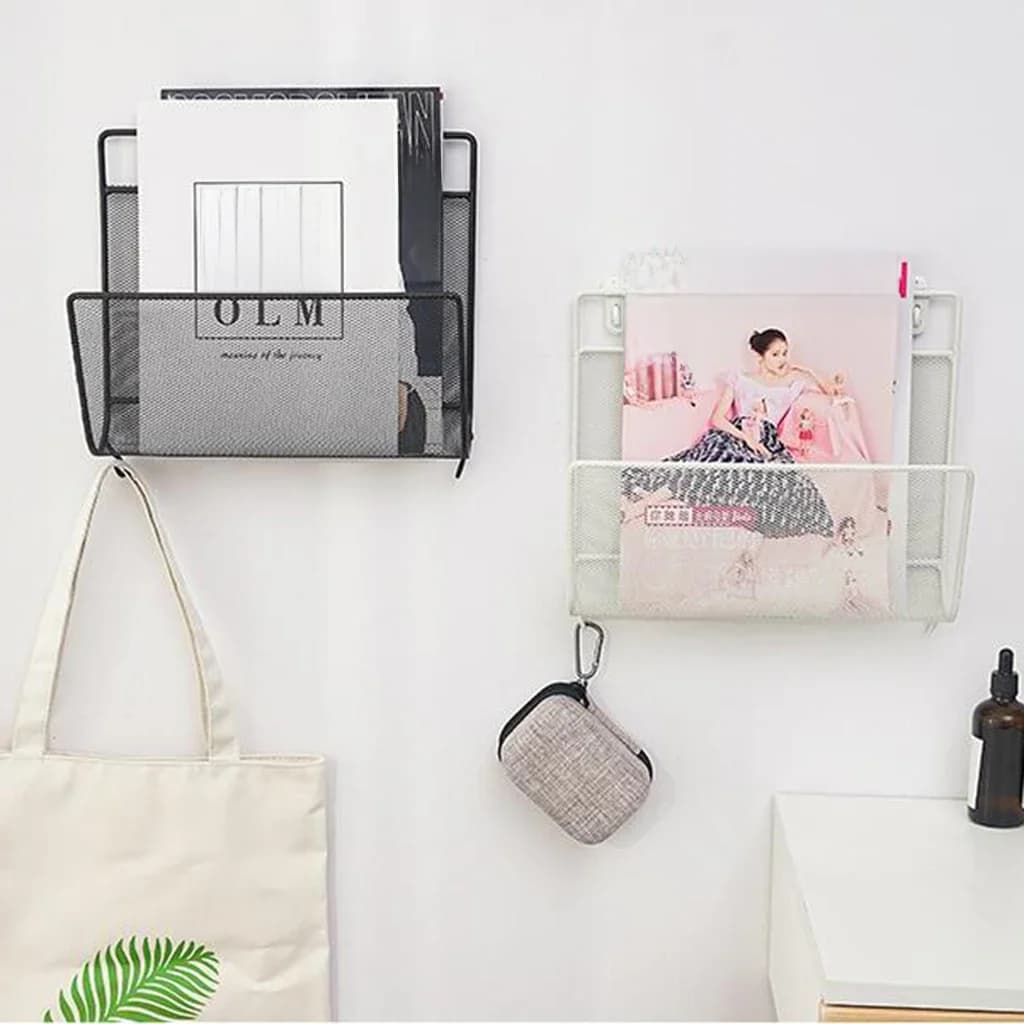 Étagère murale en fer, support en métal pour journaux, livres, magazines, panier de rangement de cuisine à domicile, étagère
