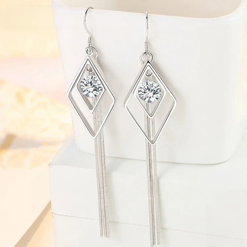 ZDADAN – boucles d'oreilles longues à pampilles en argent Sterling 925 pour femmes, bijoux de mariage à la mode, cadeau