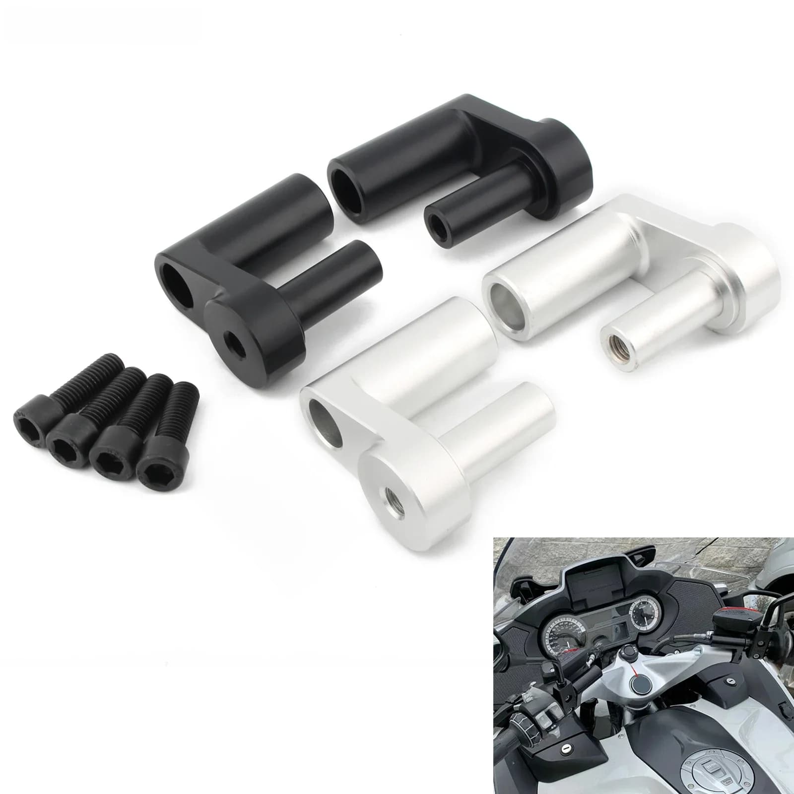 Kit de montage de guidon réglable pour moto, 1.625 pouces, pour BMW R1200RT R1200 RT R1250RT R1250 RT 2014 – 2019, argent noir, aluminium CNC